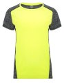 Dames Sportshirt Roly Zolder Fluor Geel-Heather Zwart